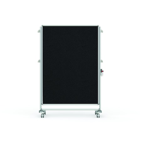 Ghent Partition Mobile 2-Sided Fabric Bulletin Board, 65"H x 46"W, Black NEX224FFP-95